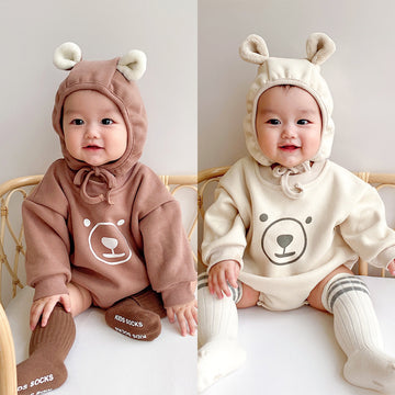 Girls Baby Korean Version Long-sleeved Fart One-piece Romper