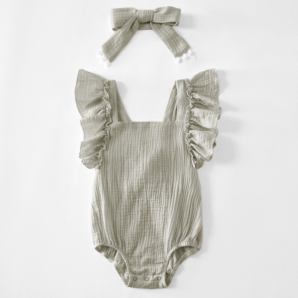 Solid color ruffled baby robe