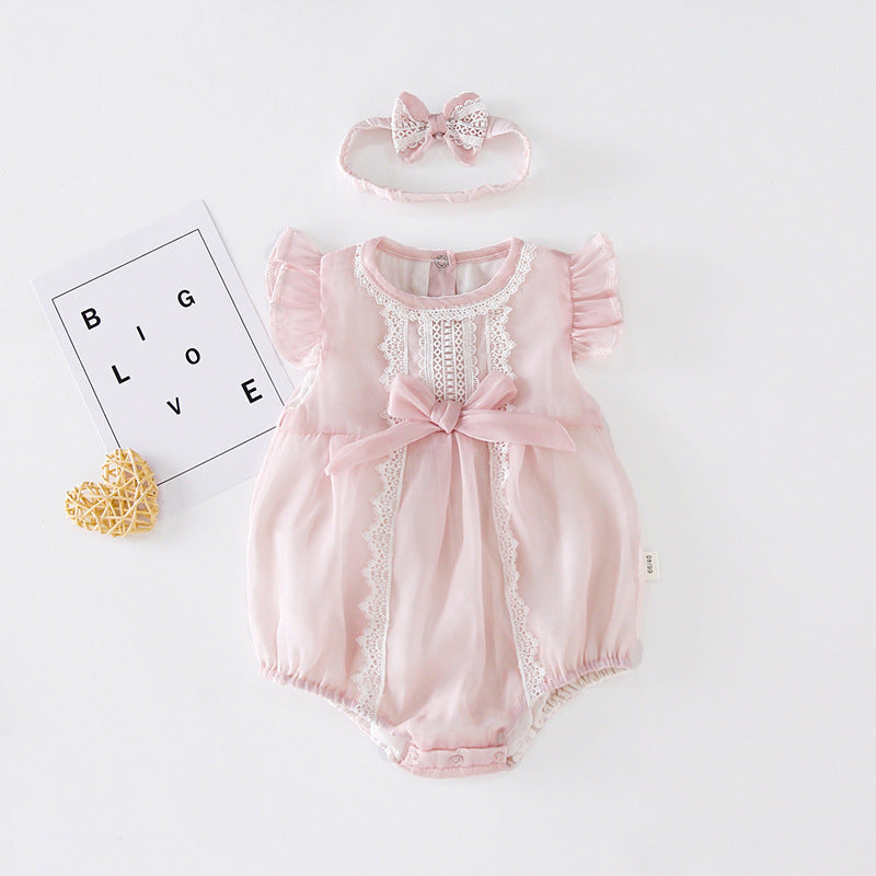 Newborn Small Flying Sleeve Triangle Romper Summer Baby Onesie