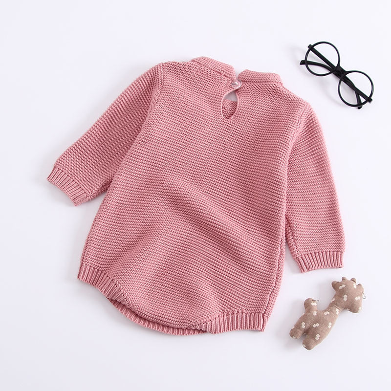 Baby knitted Bow-tie Long-sleeved Jumpsuit