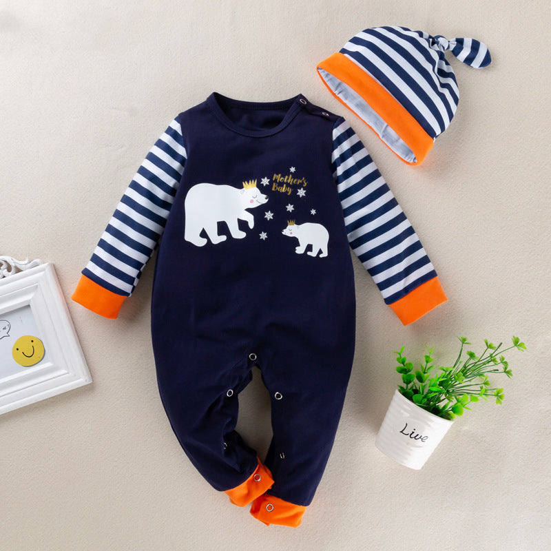 Cartoon animal baby long sleeve jumpsuit