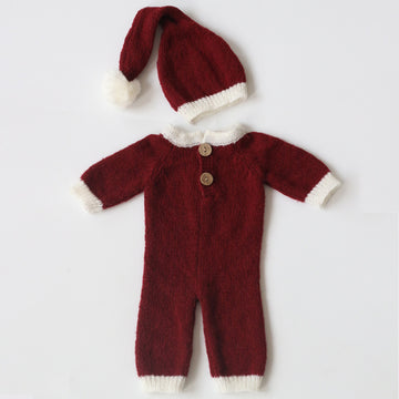 newborn clothing Christmas mohair hat  jumpsuit suit