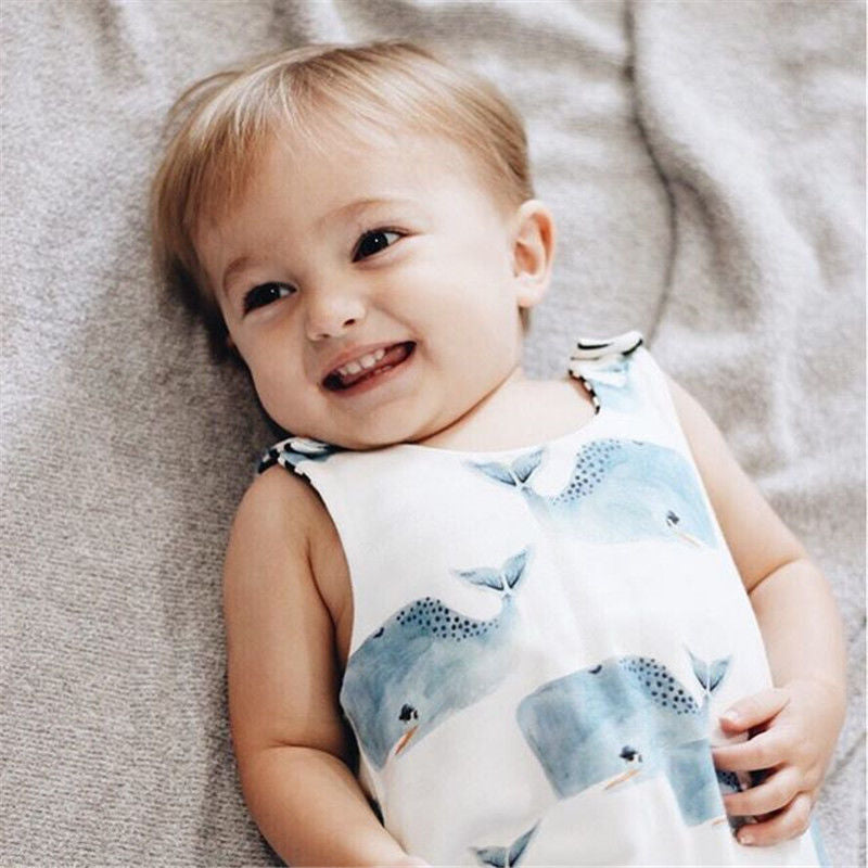 New Children's Big Head Whale Sleeveless Romper