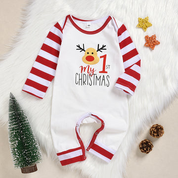 Deer head letter print long-sleeved bodysuit