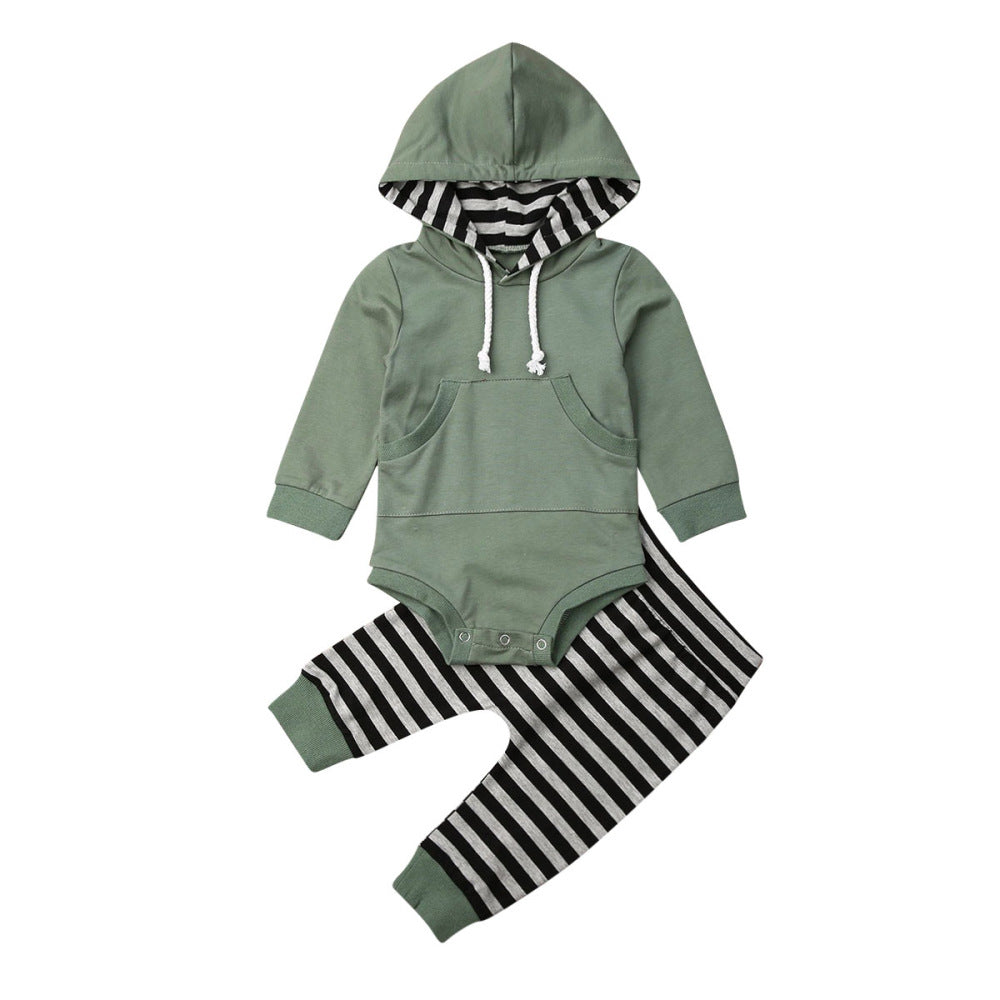 Children's Cotton Sweater Top Striped Pants Suit