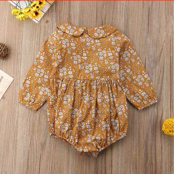 Melina Romper Female Baby Crawling Clothes Infant Long-sleeved Small Floral Back Buckle