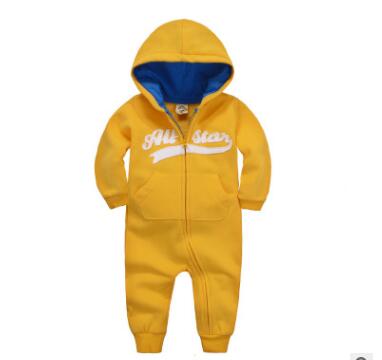 Baby onesies autumn and winter baby clothes baby plus velvet hood long-sleeved romper romper children's clothing