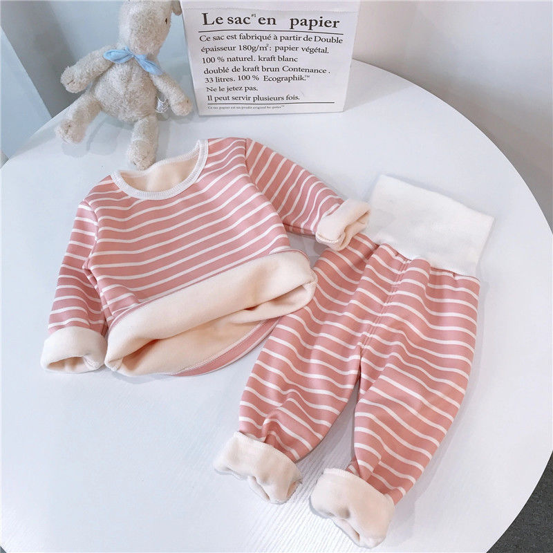 Children's Velvet Seamless High Waist Navel Warmer Suit