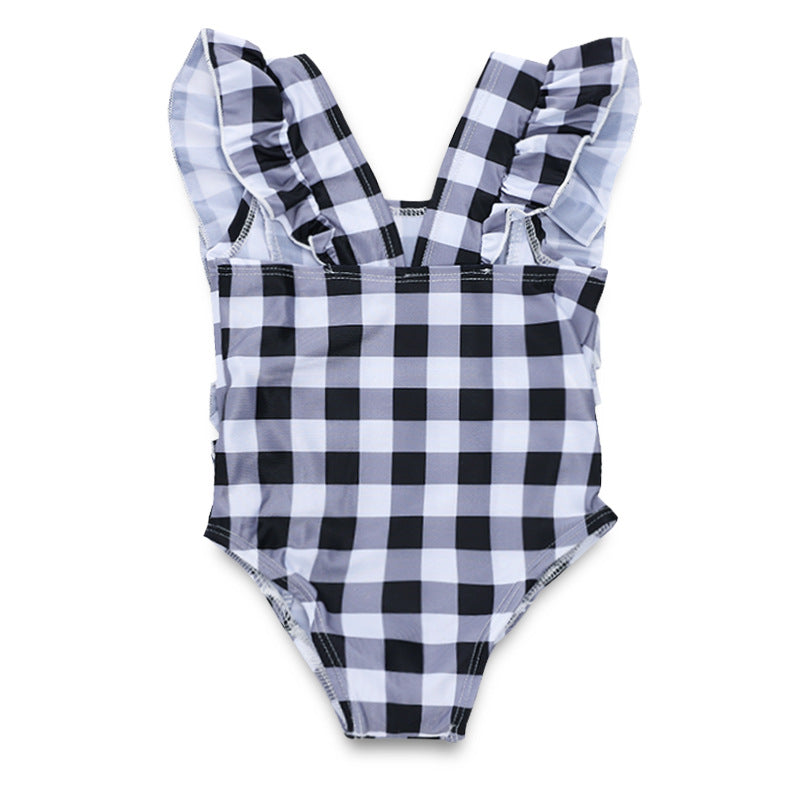 Ruffle Plaid Bathing Suit