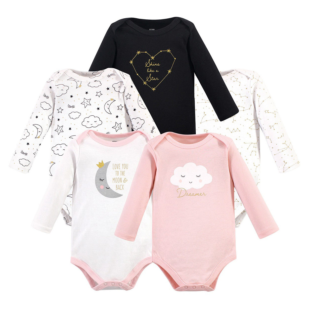 Ten pieces of random long-sleeved baby onesies