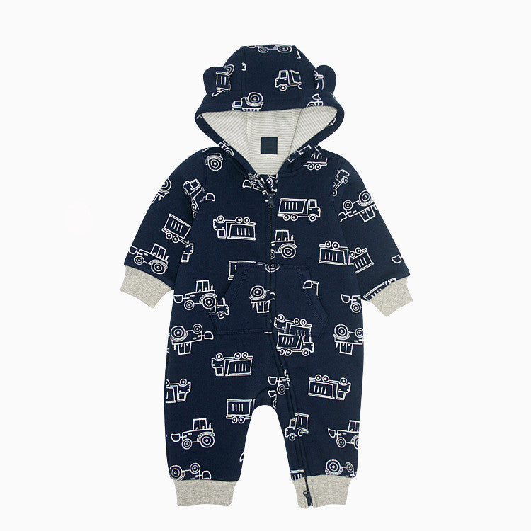 Fashion Cartoon Baby Hoodie With Double End Zipper