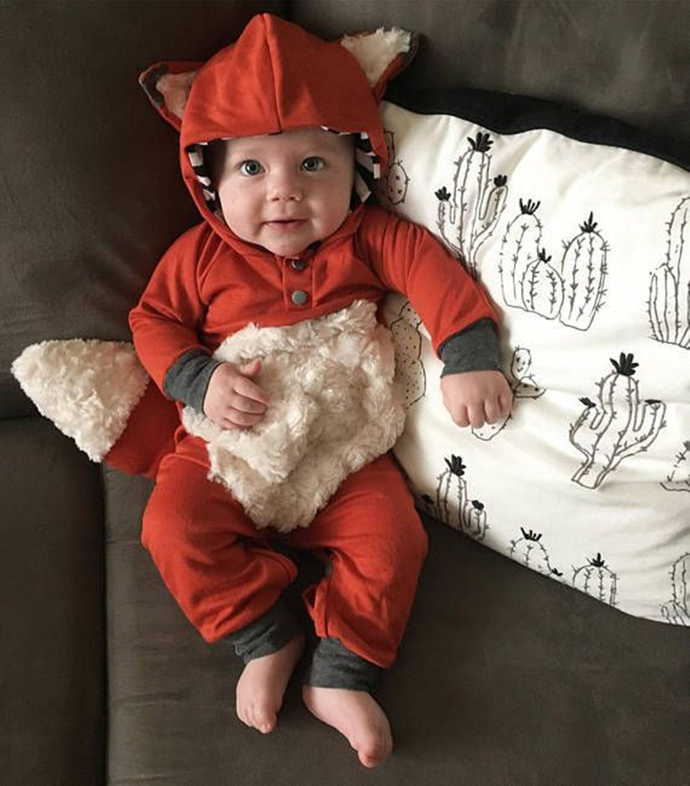 Hooded Fox-Shaped One-Piece Romper Romper