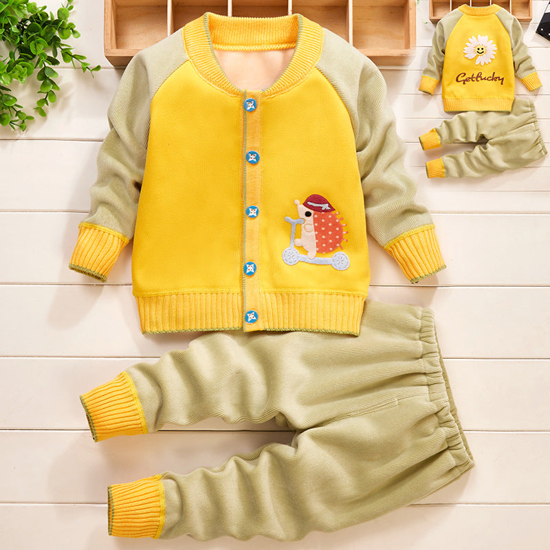 Baby Knit Sweater Thick Cardigan Baby Two-Piece Suit