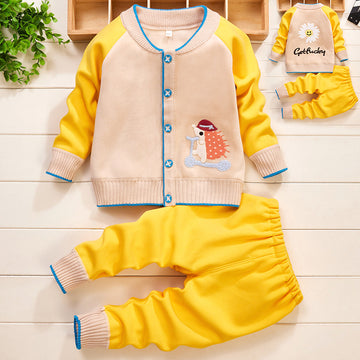 Baby Knit Sweater Thick Cardigan Baby Two-Piece Suit