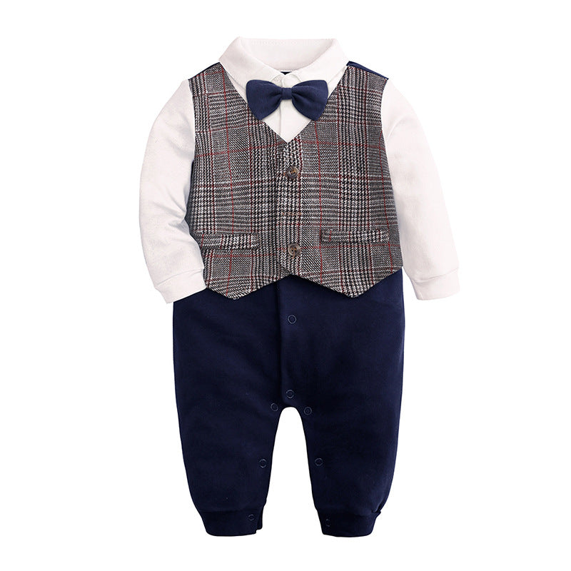 Baby One-year-old Dress Bow Tie Shirt Gentleman Romper