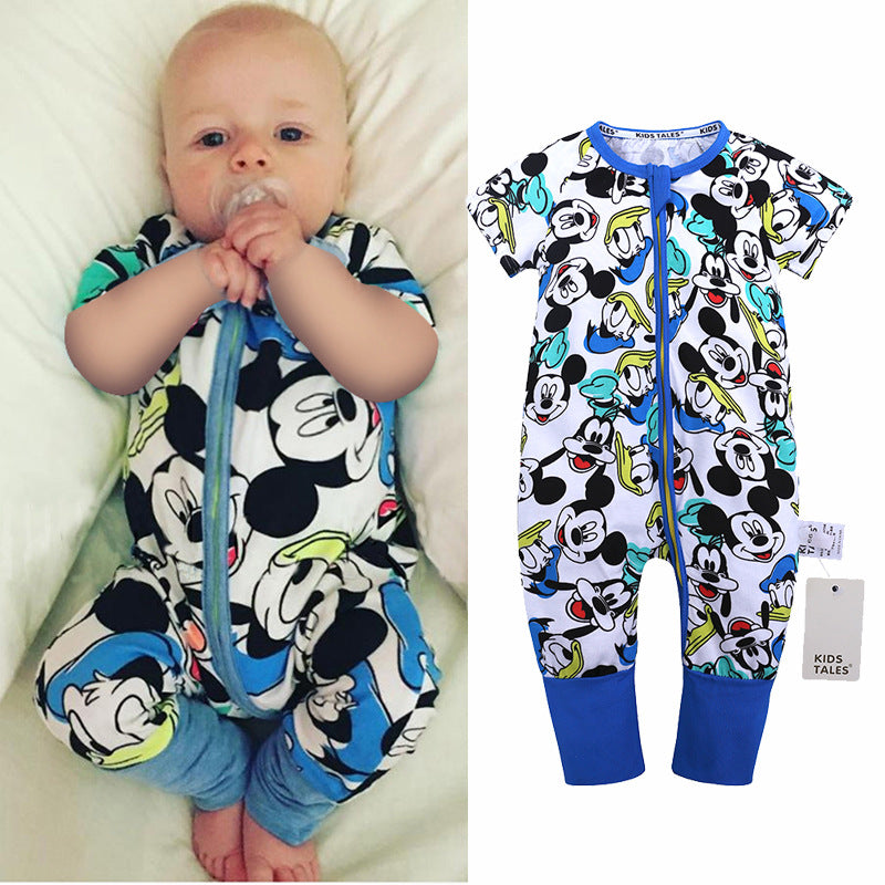 Boys And Girls Cotton Cartoon Bag Fart Clothes Baby Short Sleeved One Piece Baby Romper