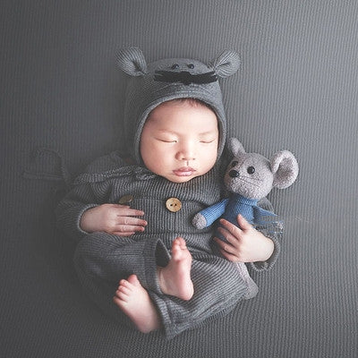 Newborn Child Hat Clothes Doll With Mouse Set