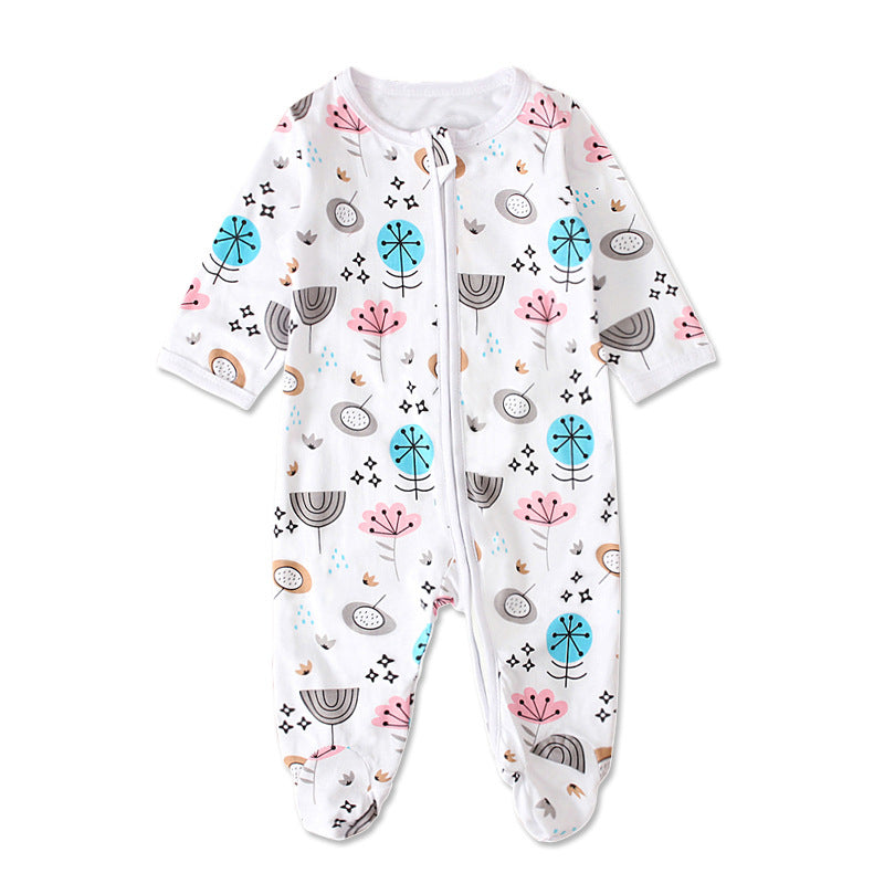 Girls' Long-Sleeved Floral Footwrap Jumpsuit Climbing Suit