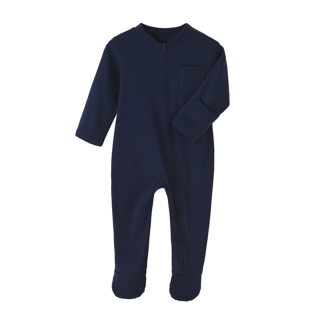 Solid Cotton Long Sleeve Zipper Baby Onesie