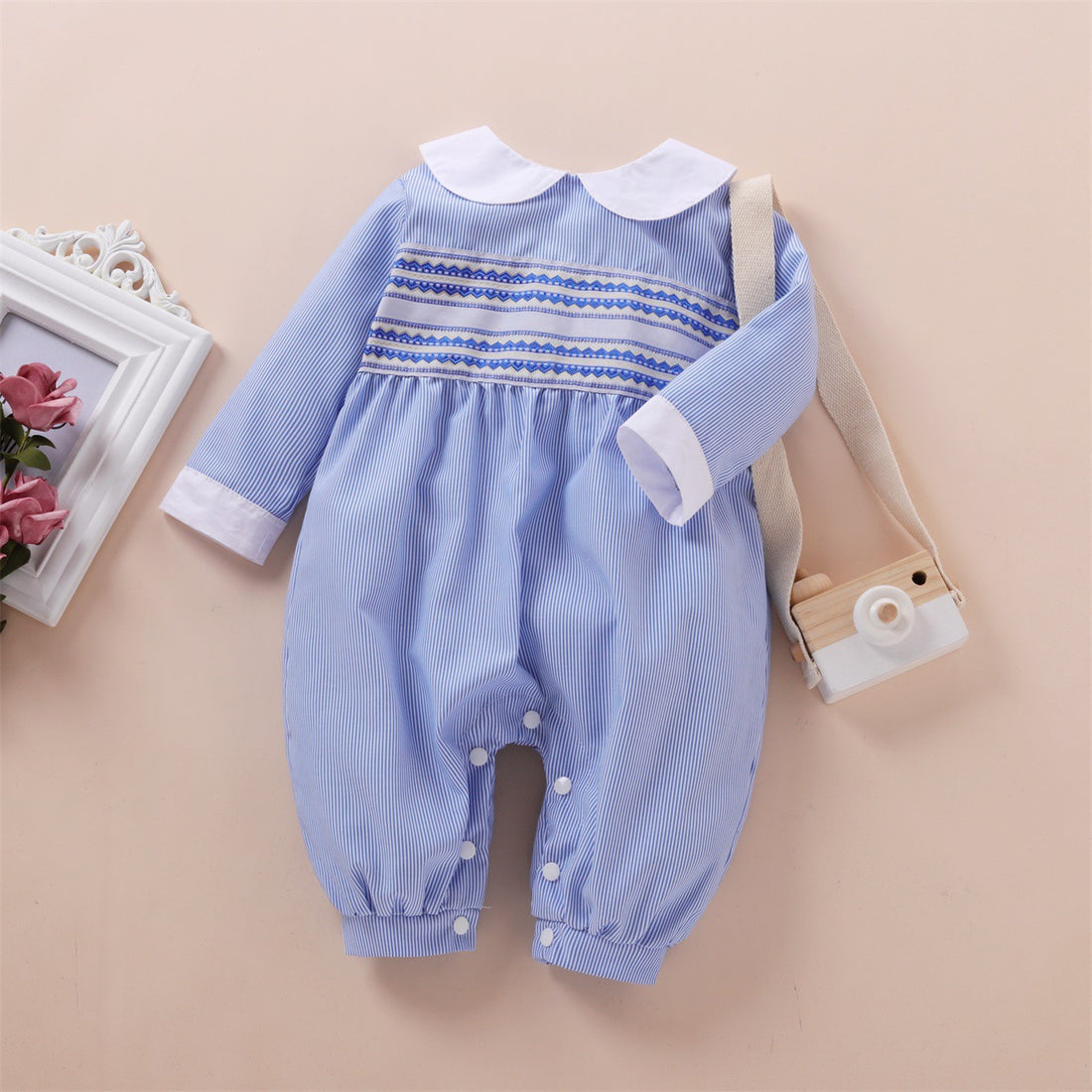 Male And Female Baby Striped Long-sleeved Trousers Jumpsuit