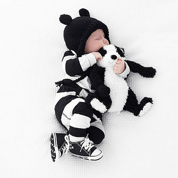 Instagram One-piece Black And White Striped Cotton Fall