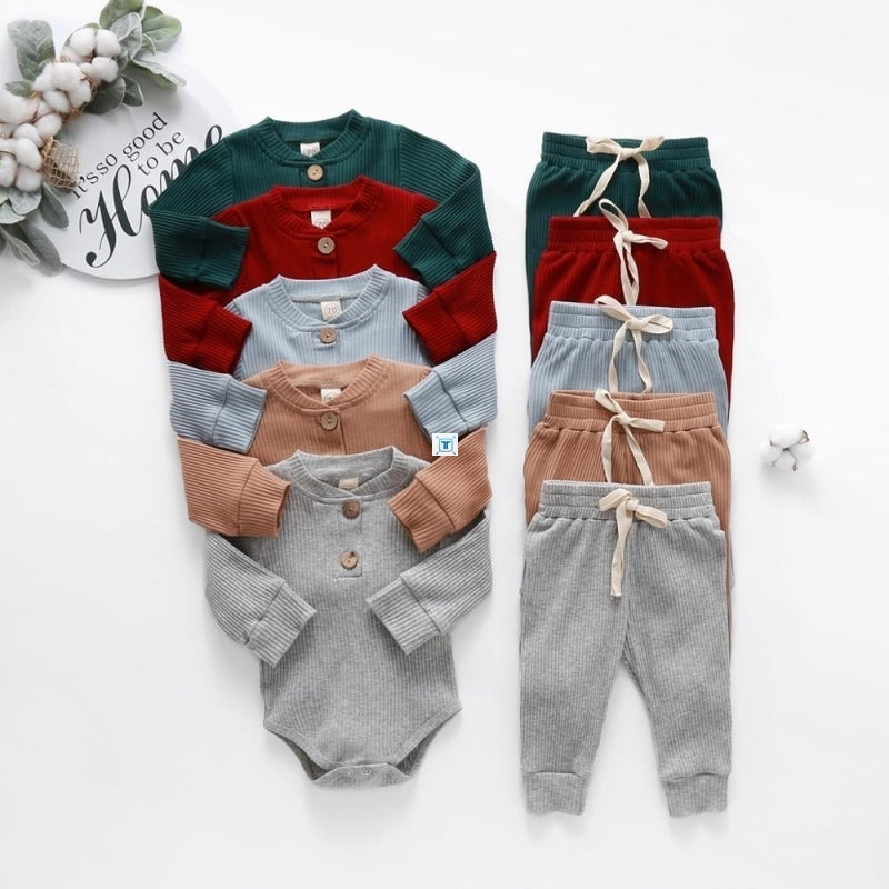 Infant Newborn Baby Girls Boys Spring Autumn Ribbed Solid