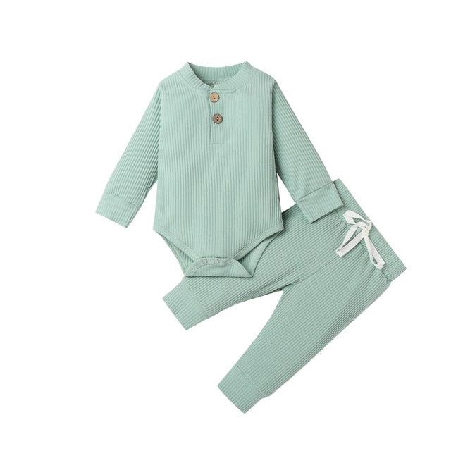 Infant Newborn Baby Girls Boys Spring Autumn Ribbed Solid