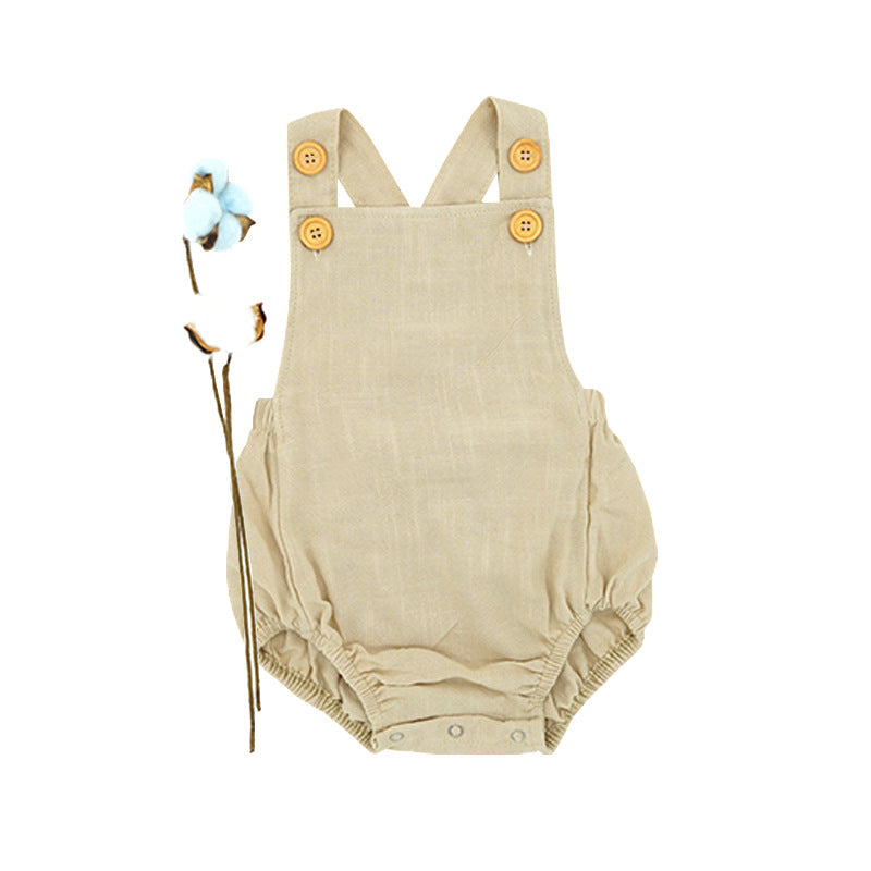 Solid Color Linen Boy Gentleman Suspender Bodysuit