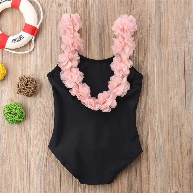 INS Hot Style Children's Sleeveless Summer Stitching Sling Lace Backless Swimsuit