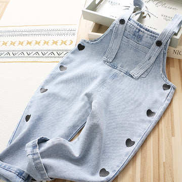 Girls' Denim Overalls Love Jumpsuit