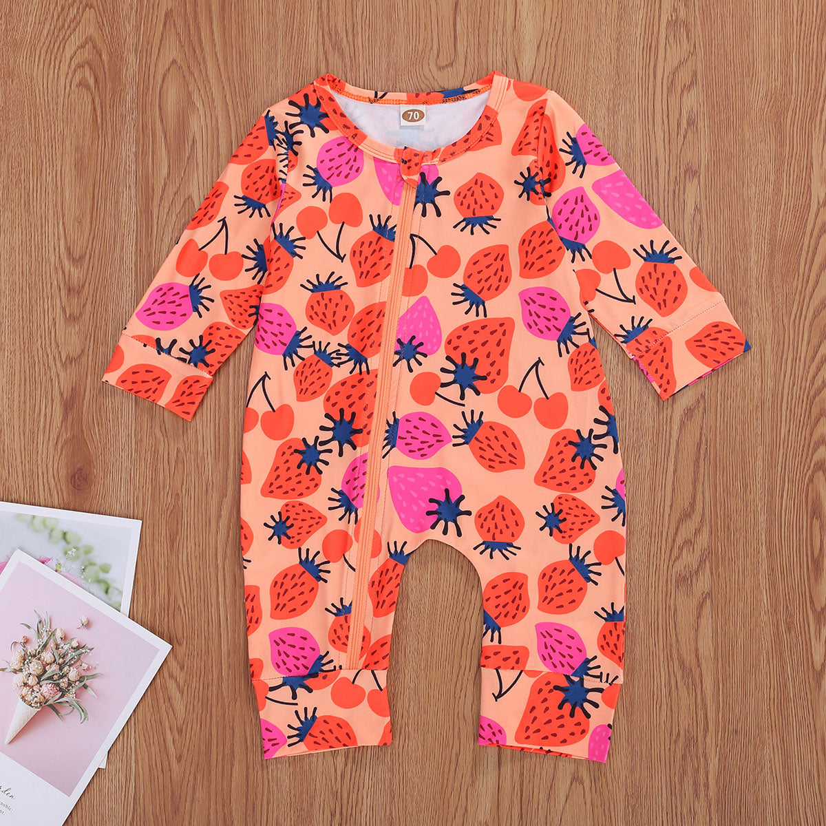 Long-sleeved Romper Baby Zipper Full-print One-piece Romper