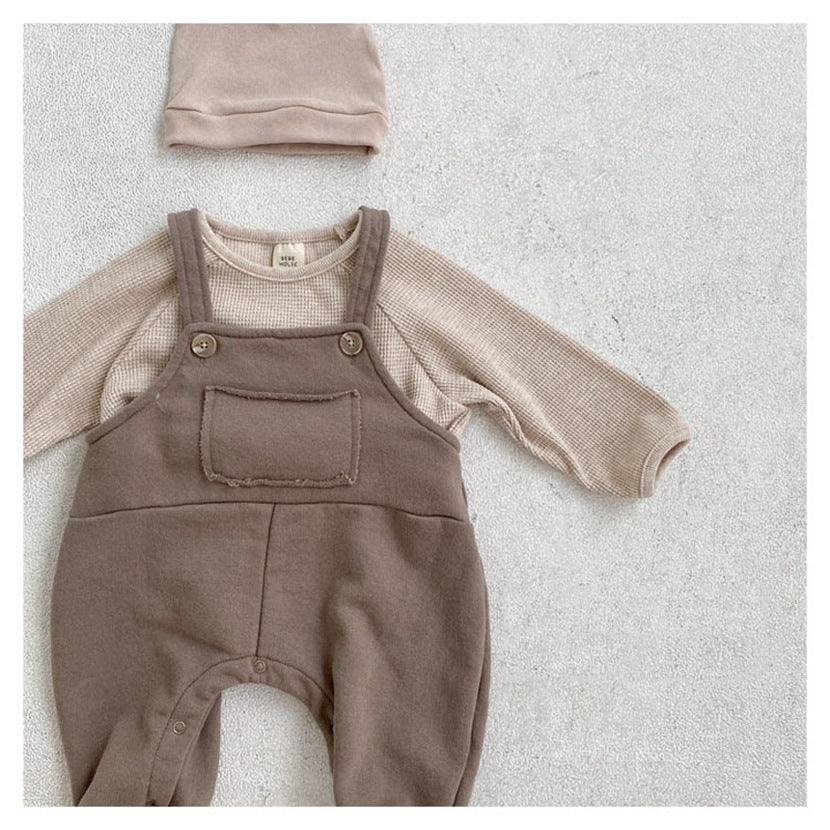 Ins Korean Version Of Foreign Style Male And Female Baby Spring Overalls Baby Jumpsuits Cute Climbing Clothes Outside Suspenders