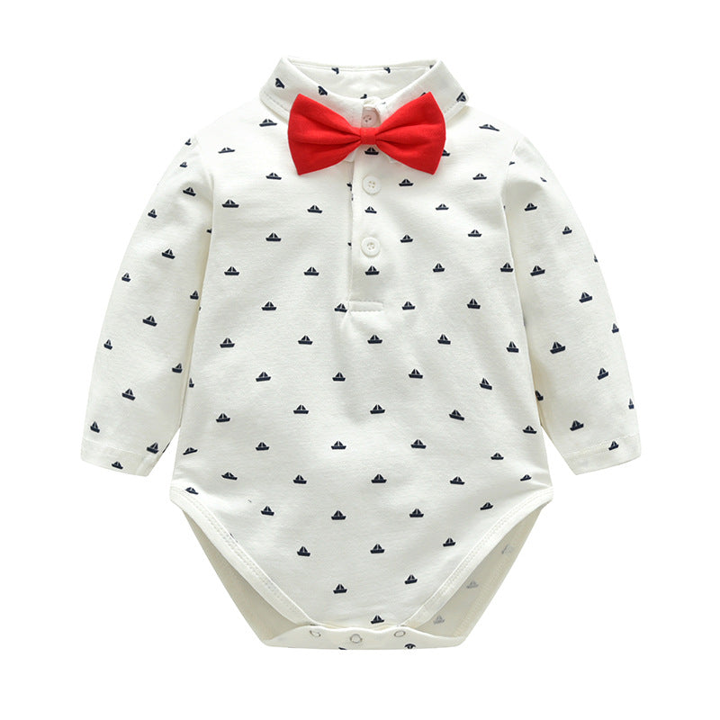 Spring New Childrens Suit Gentleman Wearing Bow Tie Baby Suit One-Year-Old