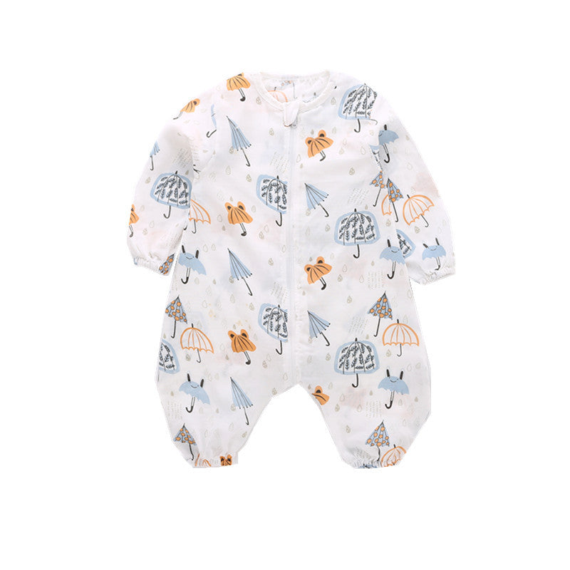 Gauze Baby Sleeping Bag Summer Thin Newborn Baby One-Piece Pajamas Spring And Autumn Children'S Split-Leg Sleeping Bag