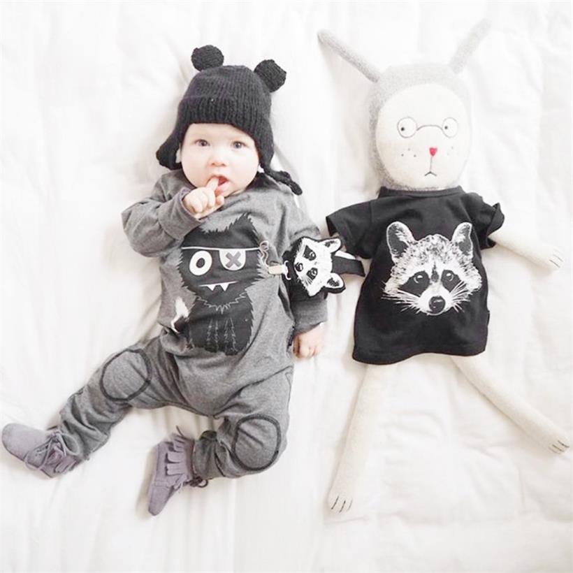 Boys Long Sleeve Romper Jumpsuit Cat Circle Cartoon Print