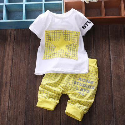 Summer New Style Baby Children'S Short-Sleeved Two-Piece Suit For Boys And Girls Five-Pointed Star