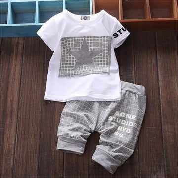 Summer New Style Baby Children'S Short-Sleeved Two-Piece Suit For Boys And Girls Five-Pointed Star