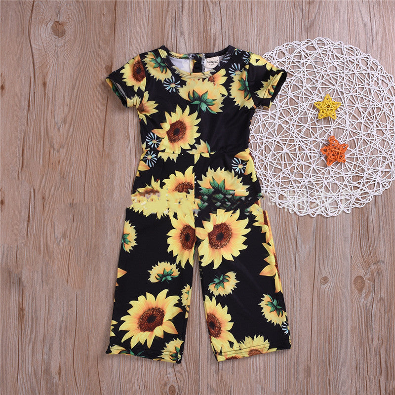 Jumpsuit Sunflower Print Cute Jumpsuit