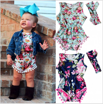 European And American Hot Style INS Baby Floral One-piece Romper Two-piece Suit