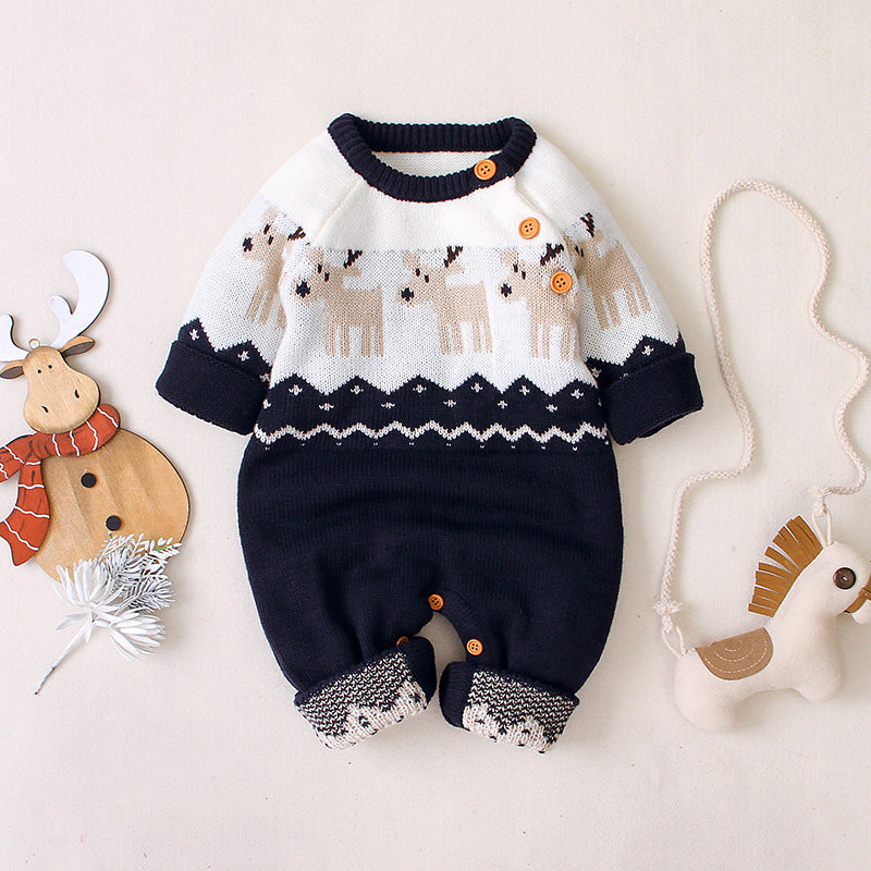 Children's Christmas Elk One-piece