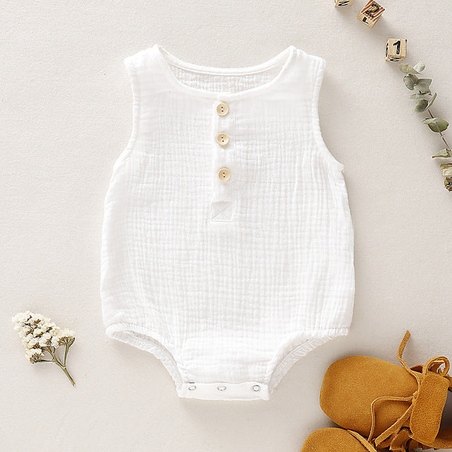 Summer Infant Baby Boys Girls Romper Muslin Sleeveless Newbo