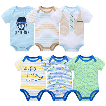 Newborn Boy's Six-piece Short-sleeved Shirt