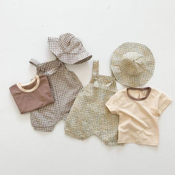 Three-Piece Baby Summer Checkered Sling Set