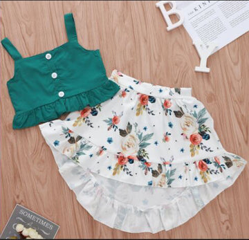 1-5 Years Old Baby Girl Suit Summer T-shirt Floral Skirt Beach Dress