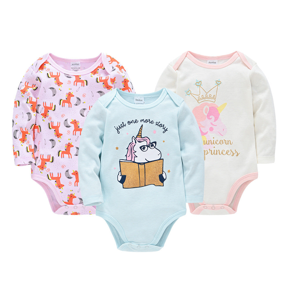 Three-Piece Romper Cartoon Baby One-Piece Cotton Triangle Bag Fart Clothes