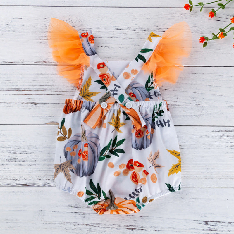 Printed pumpkin onesie