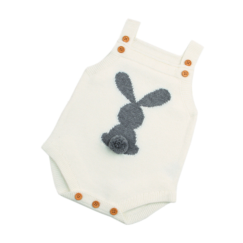 Cartoon Rabbit knitted Strap One-Piece Climbing Suit