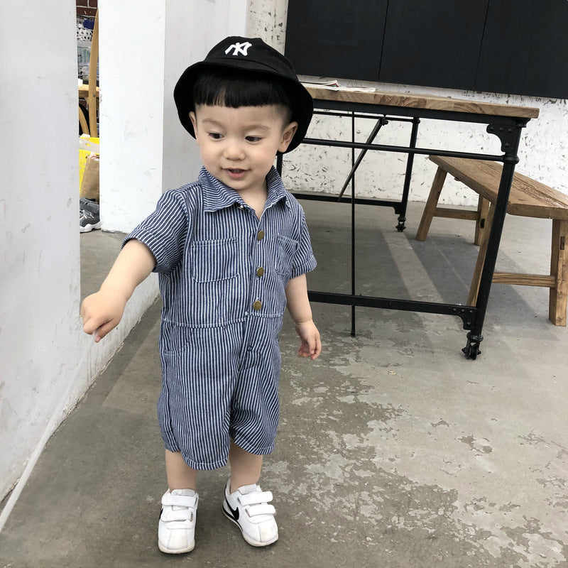 Infant Children's Summer Crawling Clothes For Boys And Thin Denim Onesies