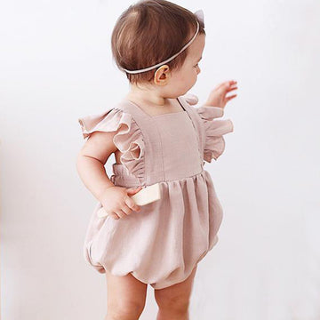 Pure Color Girls' Linen Cotton Triangle Romper