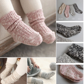 Brand New Kids Socks Solid Candy Color Cotton Baby Anti Slip Warm Soft Socks For Boy Girl Toddler 0-4T